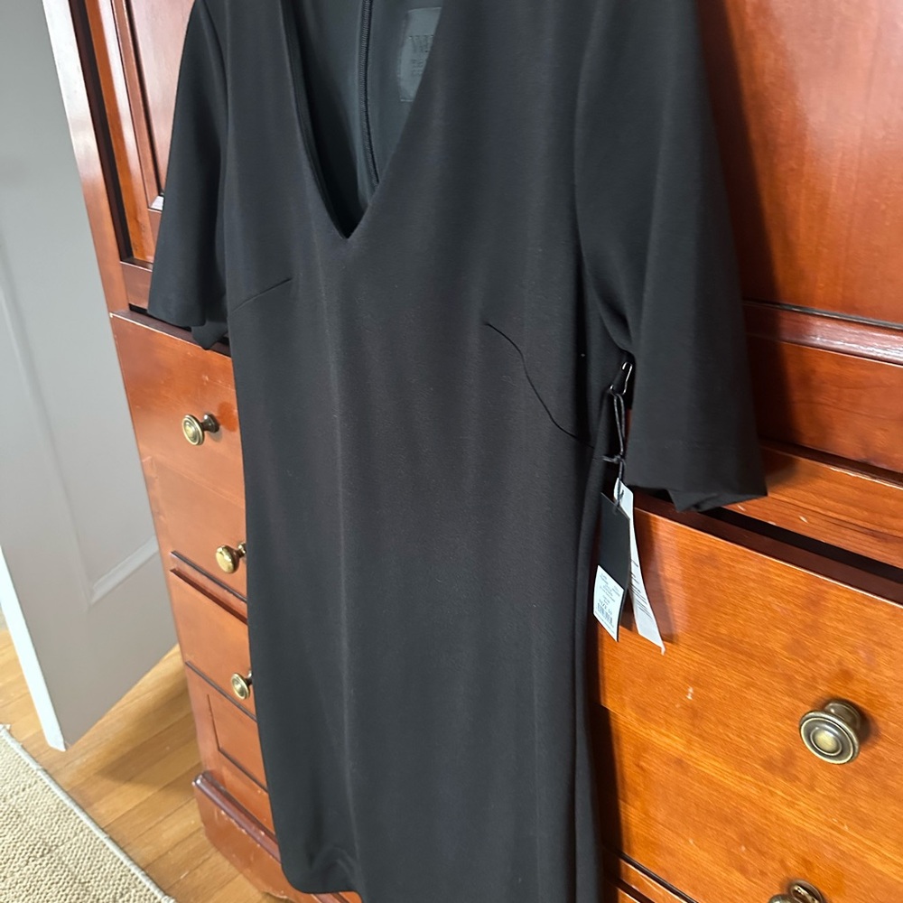 White House Black Market Black Sheath Dress V-Neck Short Sleeve